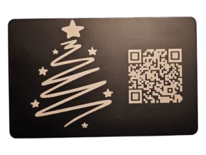 Elegante schwarze Metallkarte Christmas mit QR-Code und schlichtem, stilvollem Look