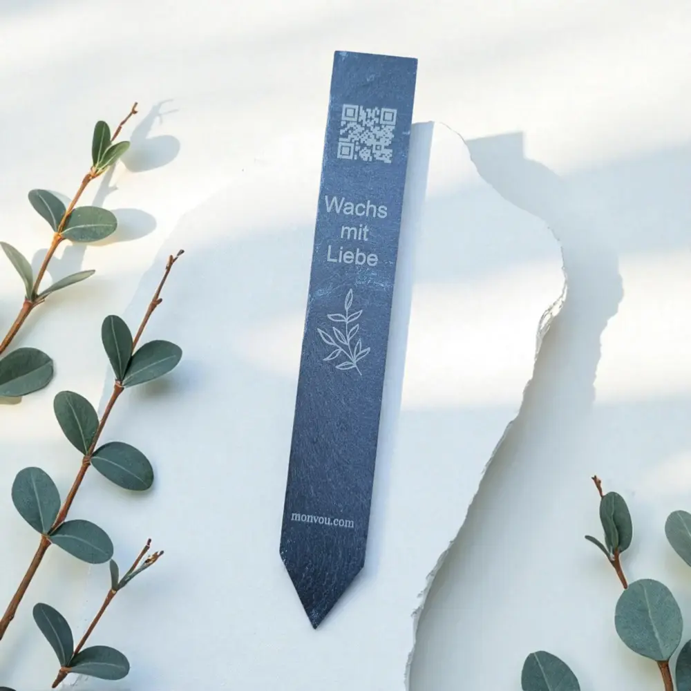 Slate Bloom – Schiefer-Flowerstick mit QR-Code